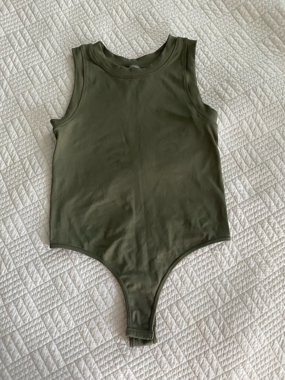 Dynamic Basic Olive Green Sleeveless One-Piece Bodysuit
